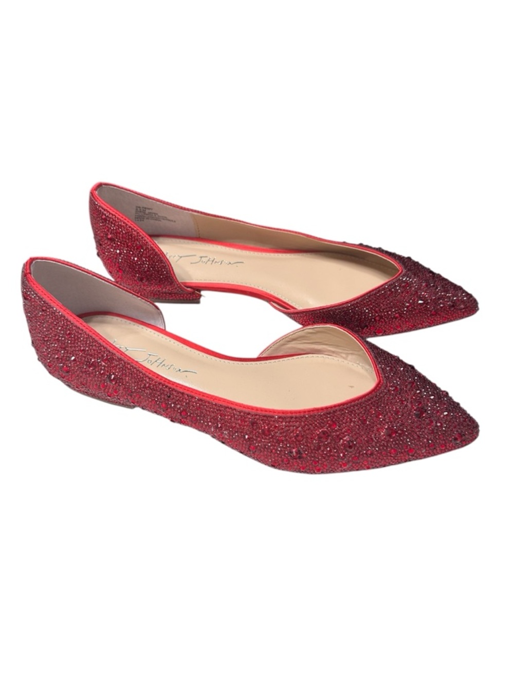 Betsey Johnson Red Beaded Pointed-Toe Flats Size 8.5